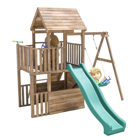 Complex de joaca BalconyFort ™ Single Swing, tobogan verde, Dunster House - imagine 9